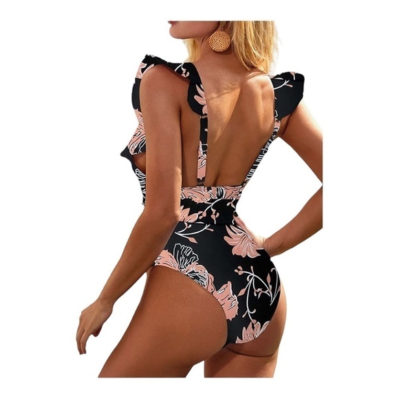 Avanova Deep V-Neck Ruffled One Piece Swimsuit NWT - Picture 3 of 6